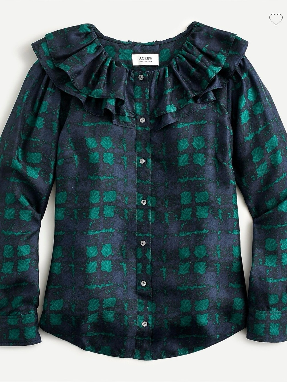 J.CREW Collection Silk Twill Ruffle CollarTop Blouse Size XL